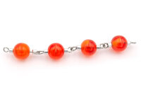 Perle  im Lampworkdesign in orangerot mit Verbinderstift...