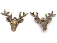 Anhänger als Hirschkopf in antik bronzefarben 4 Stück
