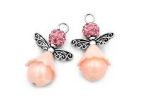 Perlenengel mit Strasssteinen in rosa und antik...