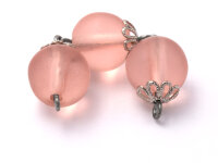 drei gefrostete Perlen als Verbinderelement in lachsrosa im 2er Set