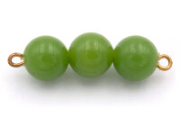 drei Perlen in olive mit Ösenstift in goldfarben im 4er Set