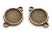 doppelseitige Fassungen als Verbinder für 12 mm Cabochons in antik bronzefarben 10 Stück