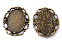ovale Fassungen für 30 x 20 mm Cabochons in antik bronzefarben 2er Set