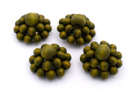 kleine Perlenblume aus Holz in olive 4 Stück