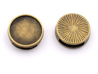 Schiebeperlen in antik bronzefarben für 14 mm Cabochons 4 Stück