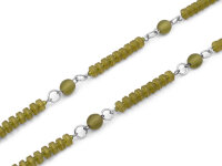 Retro Gliederkette mit Perlenelementen in olivegrün
