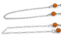 Retro Gliederkette mit Perlenelementen in orange