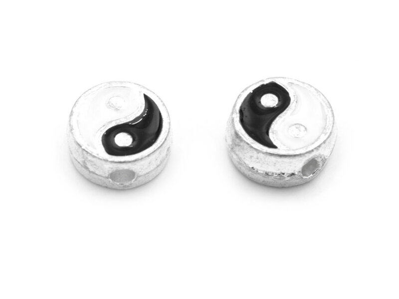 Zwischenperlen Yin Yang in schwarz und weiß 2 Stück