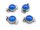 Steckverschlüsse in platinfarben mit eingefasstem royalblauen Cabochon 4 Stück