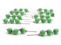 Verbinder mit drei Perlen aus Holz in hellgrün und Ösenstift in platinfarben 10 Stück