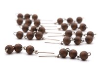 Verbinder mit drei Perlen aus Holz in dunkelbraun und Ösenstift in platinfarben 10 Stück