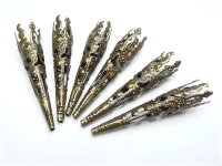 20 lange, filigrane Perlkappen in antik Bronze