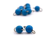 Verbinder mit einer Perlen aus Holz in hellblau und Ösenstift in platinfarben 10 Stück