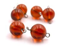 Verbinder mit einer durchsichtigen 12mm Perle in orangebraun 6 Stück