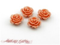 4 Cabochons als Rosen in apricot, 16 mm