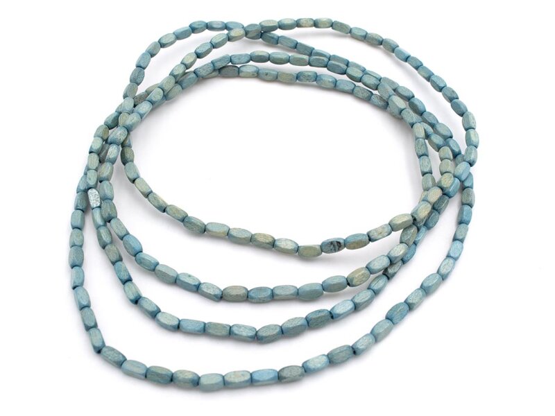 längliche Perlen aus Holz in blau 100 Stück
