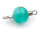Perle im Lampworkdesign in aquamarine mit Verbinderstift im 4er Set