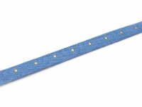 Band aus Jeansstoff in hellblau mit goldenen Punkten 1m