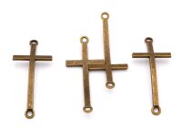 Verbinder als Kreuz in vintage Bronze 51 mm 4 Stück