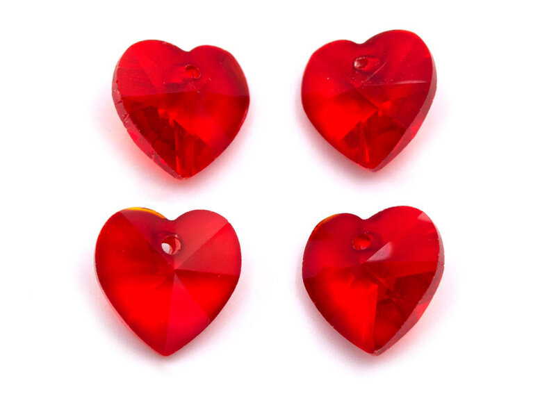 Glasschliffperlen in rot als Herz 4Stk.