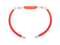 Kettenelement mit roten Perlen und Verbinder in platinfarben 1 Stück