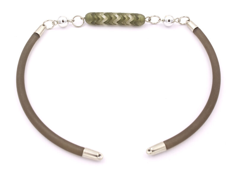 Kettenelement mit olivegrünen Perlen und Verbinder in platinfarben 1 Stück