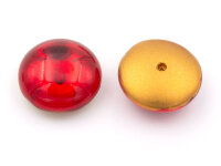 gewölbte Glascabochons in rot und antik goldfarben 14mm 6 Stück