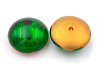 gewölbte Glascabochons in grün und antik goldfarben 14 mm 6 Stück