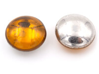 doppelseitige Glascabochons in bernstein und antik silberfarben 10mm 6 Stück