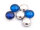 doppelseitige Glascabochons in dunkelblau und antik silberfarben 10mm 6 Stück