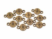 kleine Verbinder Kompass in antik bronzefarben 10er Set
