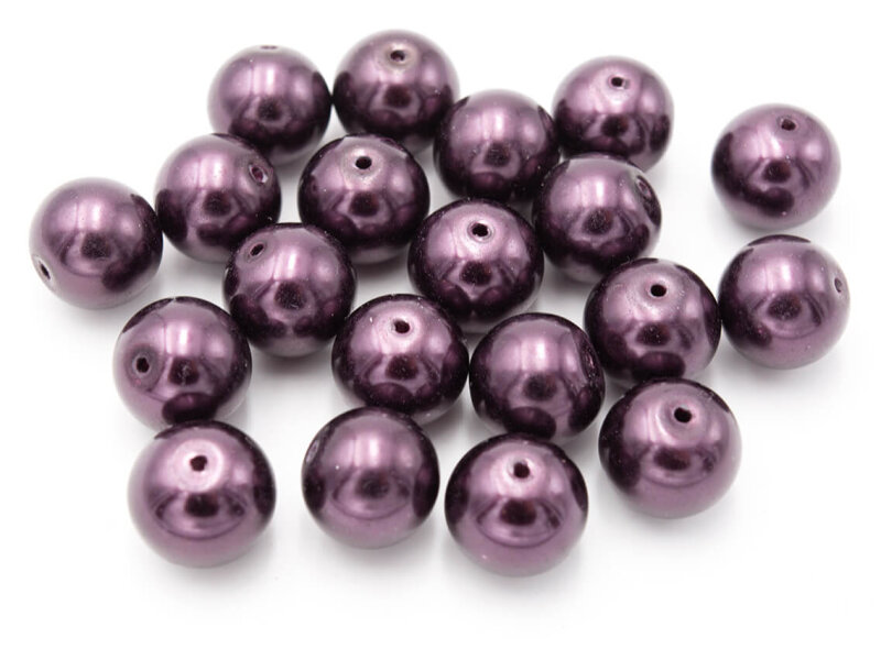 Glaswachsperlen in dunklem violett 12mm 20 Stück