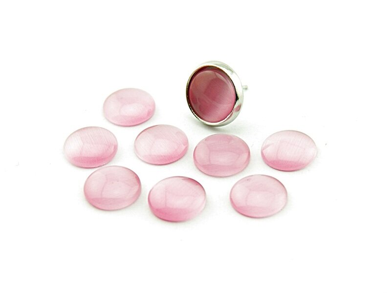 10 Cabochons 10 mm Cateye Glas rosa