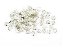 100 filigrane Perlkappen in silberfarben, 6 mm