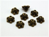 20 Perlkappen in antik Bronze, 9 mm