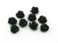 10 schwarze Rosen 10 mm Resin