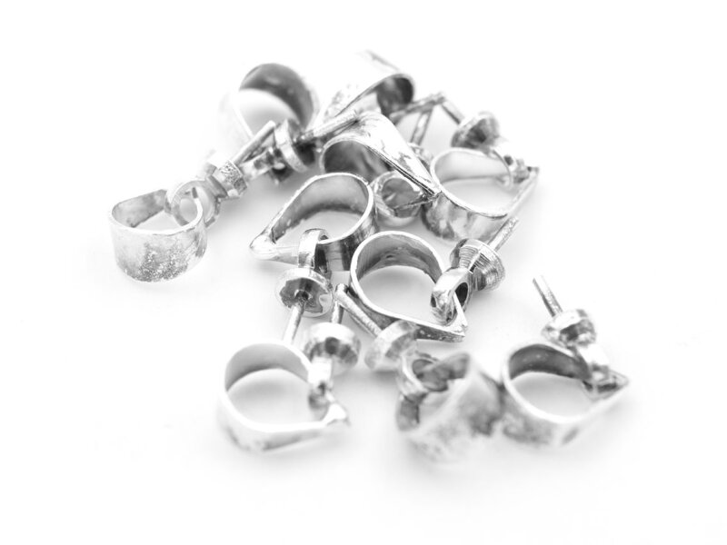 Aufhängung für angebohrte Perlen mit Collierschlaufe in silberfarben 10 Stück