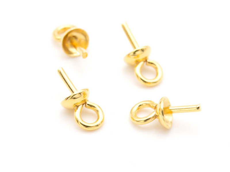 Aufhängung für angebohrte Perlen aus Edelstahl in goldfarben 4 Stück
