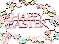 Wanddeko mit Schriftzug Happy Easter aus Holz