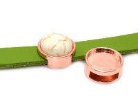 Schiebeperlen für 12 mm Cabochons roségoldfarben beschichtet 2 Stück