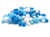 PomPoms/Bommeln in den Farben blau und weiß ca. 100...