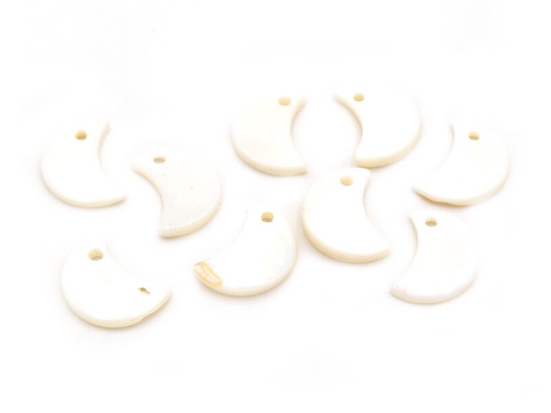 zarte Plättchen aus Perlmutt als Mond in weiß 13 x 8 mm 10 Stück
