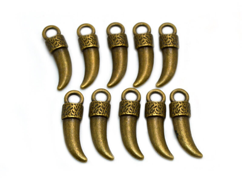 Anhänger Säbelzahn in antik bronzefarben 10 Stück
