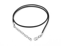 Halsketten aus gewachster Kordel in schwarz mit Messingverschluss 5 Stück