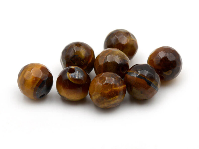 facettierte Perlen aus natürlichem Tigerauge 8 mm 8 Stück
