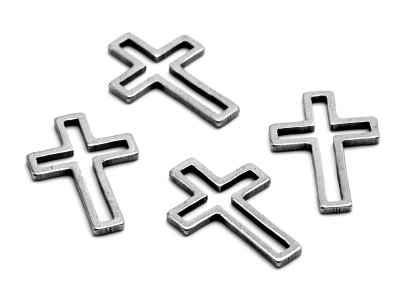 Verbinder als Kreuz in platinfarben aus 304 Edelstahl 4 Stück