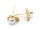Ohrstecker als Blume mit Aufhängung und einer weißen Perle 18 k Echtgold beschichtet 2 Stück