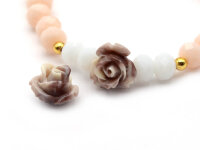 Perlen als Rose aus synthetischer Koralle in beige braun 4 Stück