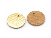 runde Lederanhänger in goldfarben 15 mm 2 Stück
