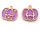 Anhänger als Kürbis in goldfarben mit violetter Harzfüllung 2 Stück